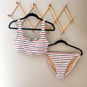 OLD NAVY RED AND BLUE STRIPED BIKINI SET